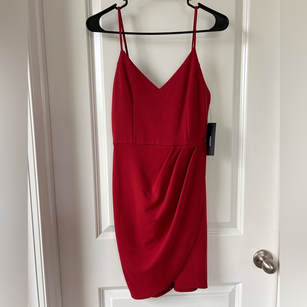 Lulu's Red Sheath Ruched Cocktail Dress